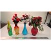 Image 1 : (3) centerpiece flowers with (1) painted bottle