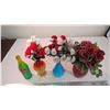 Image 2 : (3) centerpiece flowers with (1) painted bottle