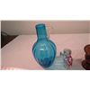 Image 2 : Blue glass jug with misc