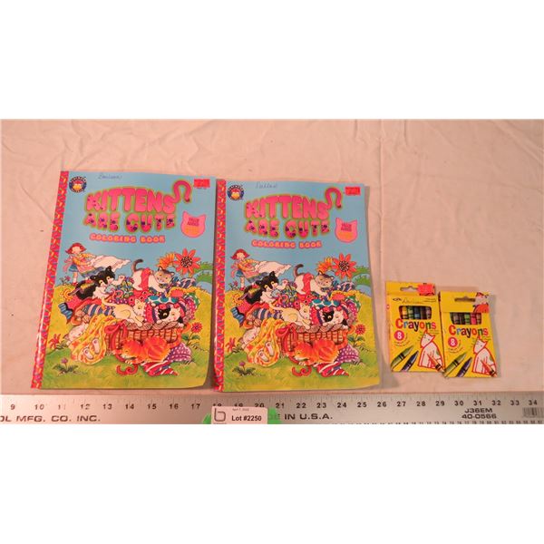 (2) coloring book (used), (2) packs crayons