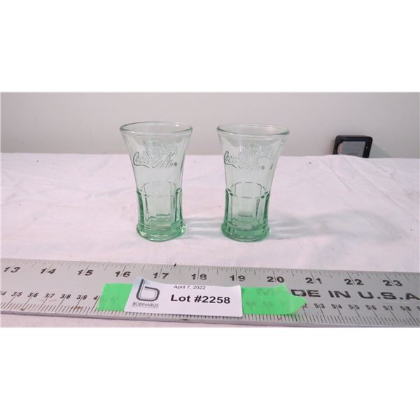 (2) glasses - coca cola - 3.5" tall