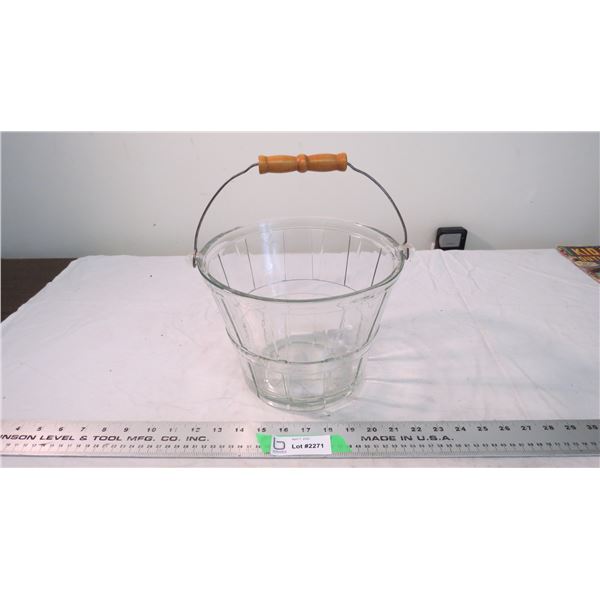 Glass pail with handle - 7  tall