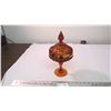 Image 1 : Amber gold pedestal covered candy dish