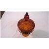 Image 2 : Amber gold pedestal covered candy dish
