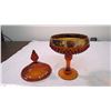 Image 3 : Amber gold pedestal covered candy dish