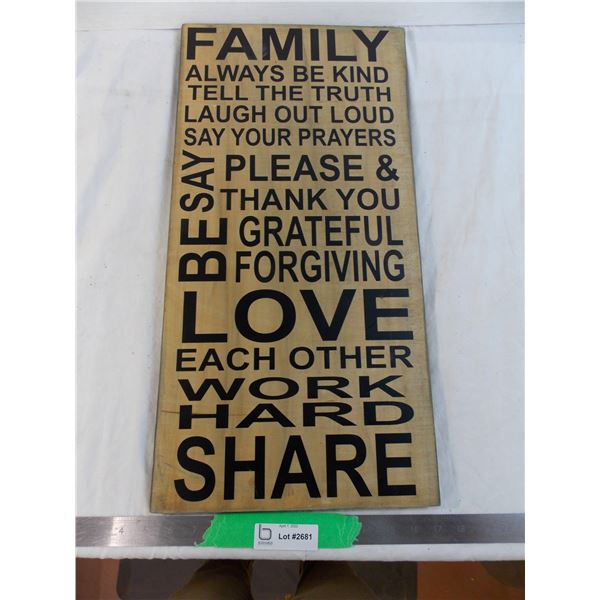 Wood wall hanger - motivational words - 24  long