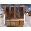 Image 1 : *Heavy China Cabinet (lighted with 4 glass shelves inside) + wooden cabinet with 7 drawers - 66"L, 1