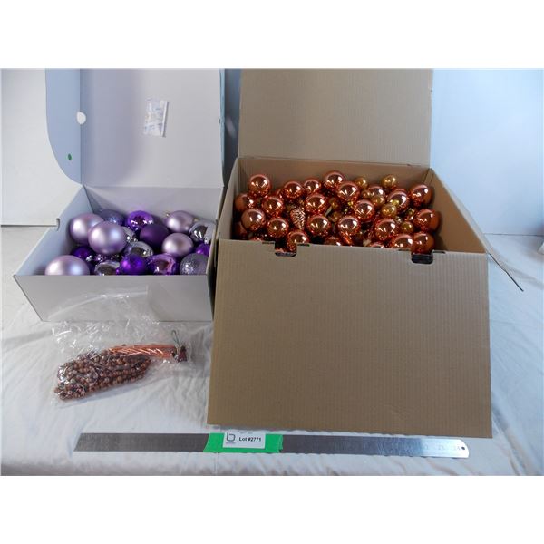 *Big Box of copper colored christmas bulbs + box of purple bulbs