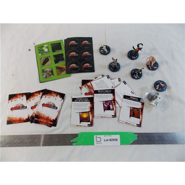 HorrorClix miniatures with cards