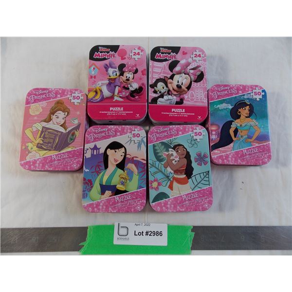 (6) Princess + Minnie Mouse puzzles - new