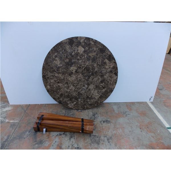 *Stone Top Round Table (No bolts to hold feet on, sold as is) - 42  round