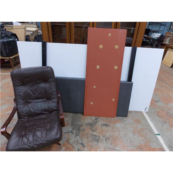 *Headboard (broken where it connects) + 5ft tall mirror (chipped around corners) + lounge chair (has