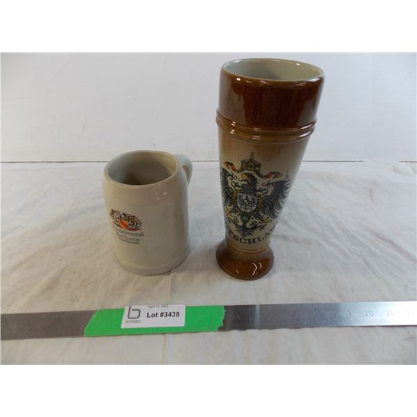 (2) Ceramic Beer Steins - both hand made in W Germany