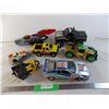 Image 1 : Tonka Truck + Trailer, Ferrari (radio shack) + various plastic trucks + toys