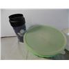 Image 2 : Clear Glass dishes, Ice Cream Scoop, Maple Leafs Cup, Tupperware Jello Mould (very musty smelling)