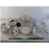 Image 1 : Clear Glass plates + bowls, Horse napkin holder, serving tray, ceramic bowls