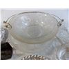 Image 6 : Clear Glass plates + bowls, Horse napkin holder, serving tray, ceramic bowls