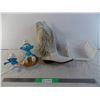 Image 1 : Plastic Smurf toys + tassled boots (stained) size 38