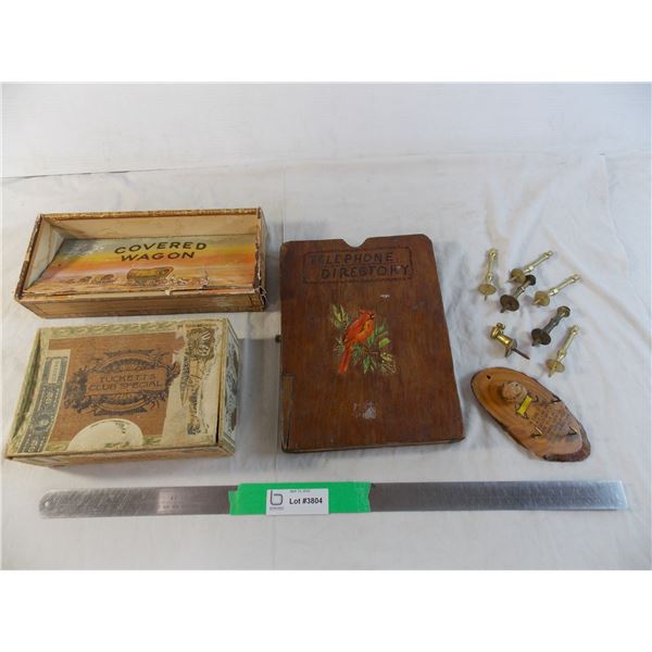 Vintage Cigar Boxes + Telephone directory box + Brass handles