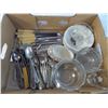 Image 3 : Box of vintage silverware cutlery + misc glassware