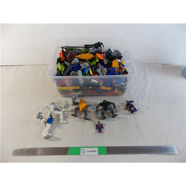 Lego + Bionicles in plastic tub