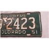 Image 3 : 1951 Colorado license plate