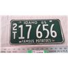 Image 1 : 1963 Idaho license plate - famous potatoes