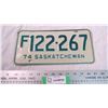 Image 1 : 1974 Saskatchewan license plate
