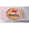 Image 1 : Mobil Oil 2" flange porcelain sign - 16x16"
