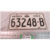 Image 1 : 1964 Ontario license plate