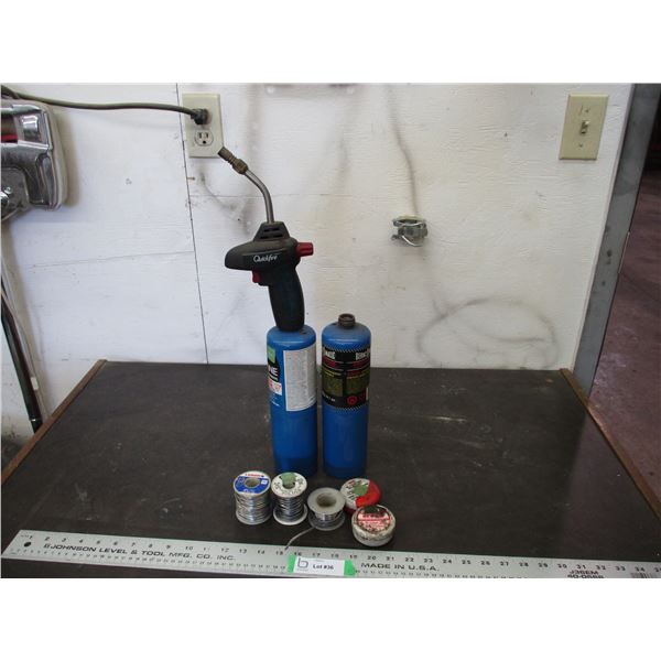 Propane torch, tank + solder