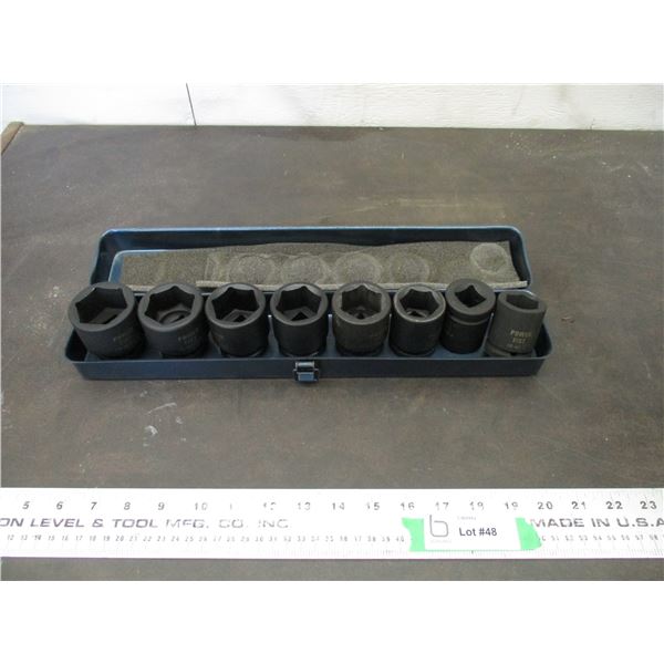 3/4 Drive impact sockets - standard in case powerfist 1-1.5 in case