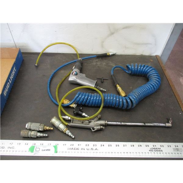 3/8 Air Drill, air hose, adapter, misc (working)