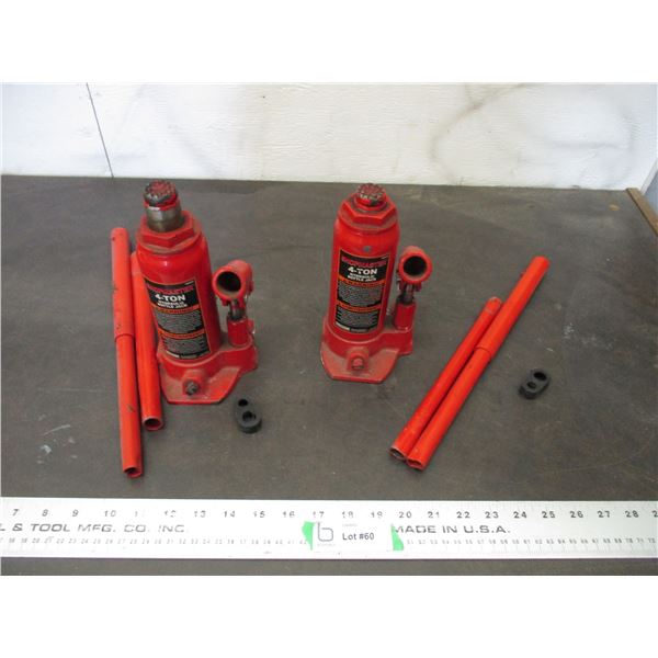 2X THE BID PRICE - Shopmaster 4 ton floor jacks with handles