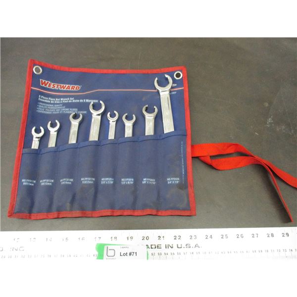 Westward 8-piece flare nut wrench set in wall hanger