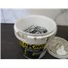 Image 2 : Bucket of Barbed galvanized staples -1.5" + rubber gloves