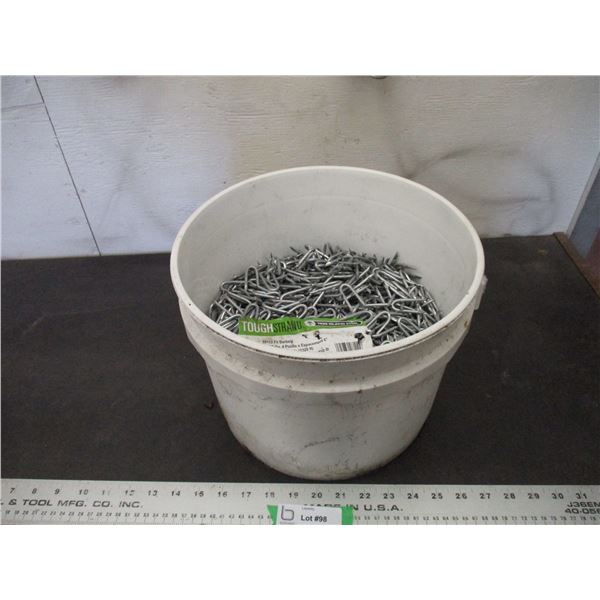 Bucket of Barbed Galvanized staples