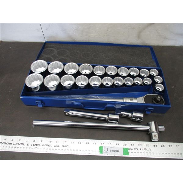 NEW Powerfist 26pcs 3/4" Professional socket set in case