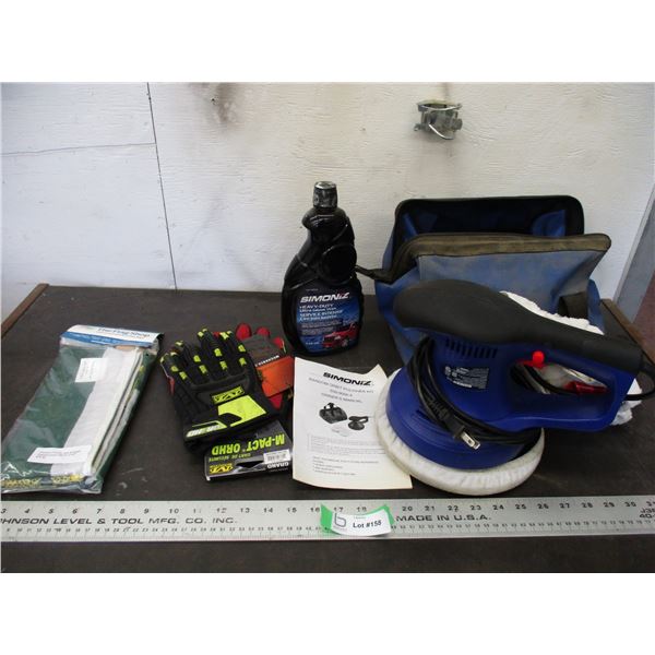 Simoniz polisher, Mechanic gloves, sask flag