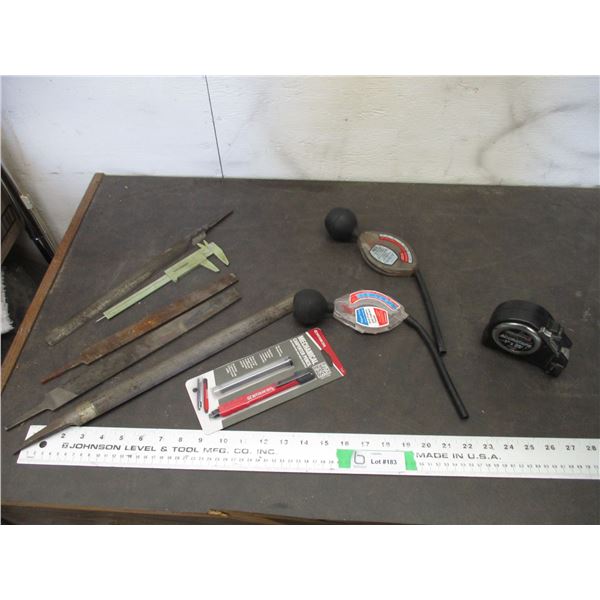 files, antifreeze testers, mechanical pencil + measuring tape