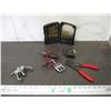 Image 1 : pulling tools, wire strippers, drill bit set, puller tools, measuring tape