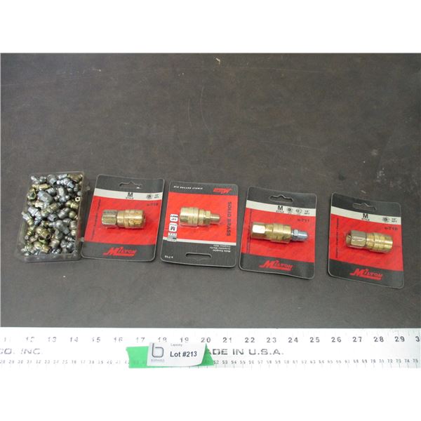 (4) Brass air chucks, threaded grease nipples