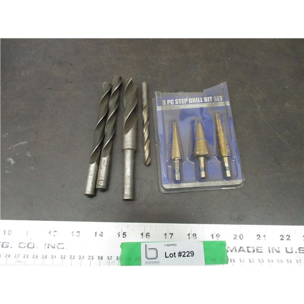 3piece step drill bit set + larger drill bits