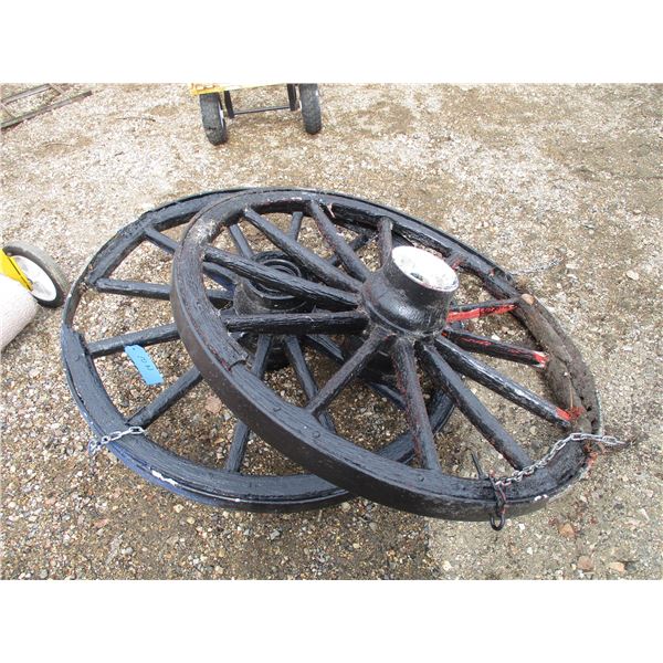 2X THE BID PRICE - Vintage wooden wagon wheels - 44" round