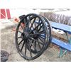 Image 3 : 2X THE BID PRICE - Vintage wooden wagon wheels - 50" round