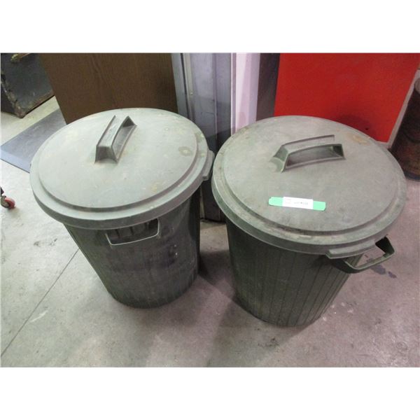 (2) Garbage cans with lids