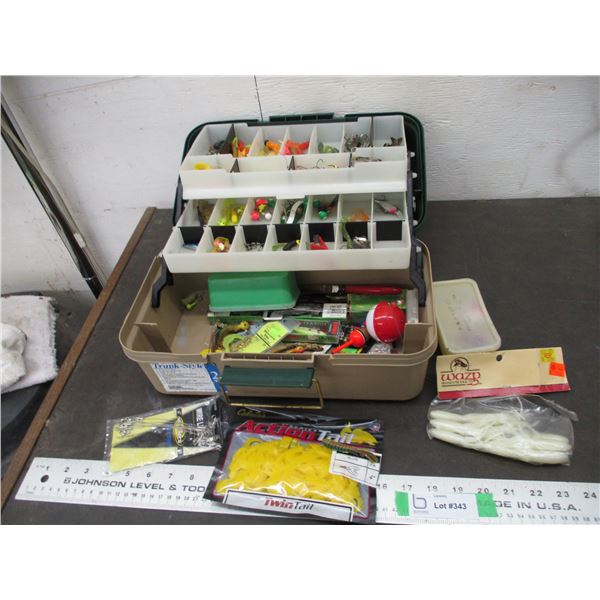 Tackle box with fishing hooks