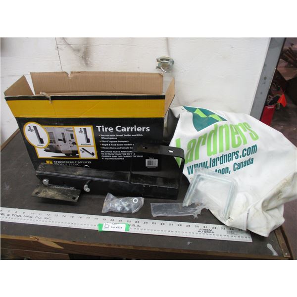 Tire carrier mount for camper - never used - with cover