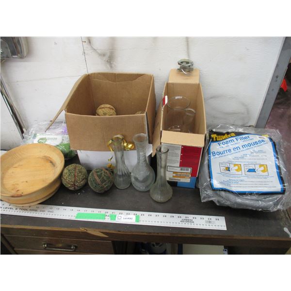 (2) boxes of misc glassware - with (3) bags foam filler
