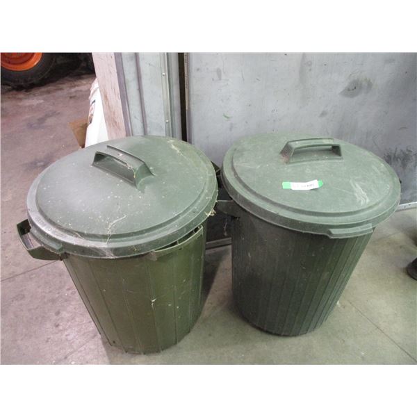 (2) Garbage cans with lids